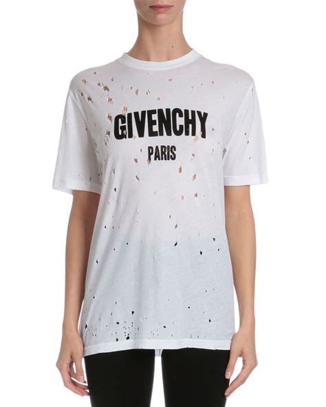 givenchy paris shirt white|givenchy distressed t shirt.